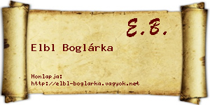 Elbl Boglárka névjegykártya
